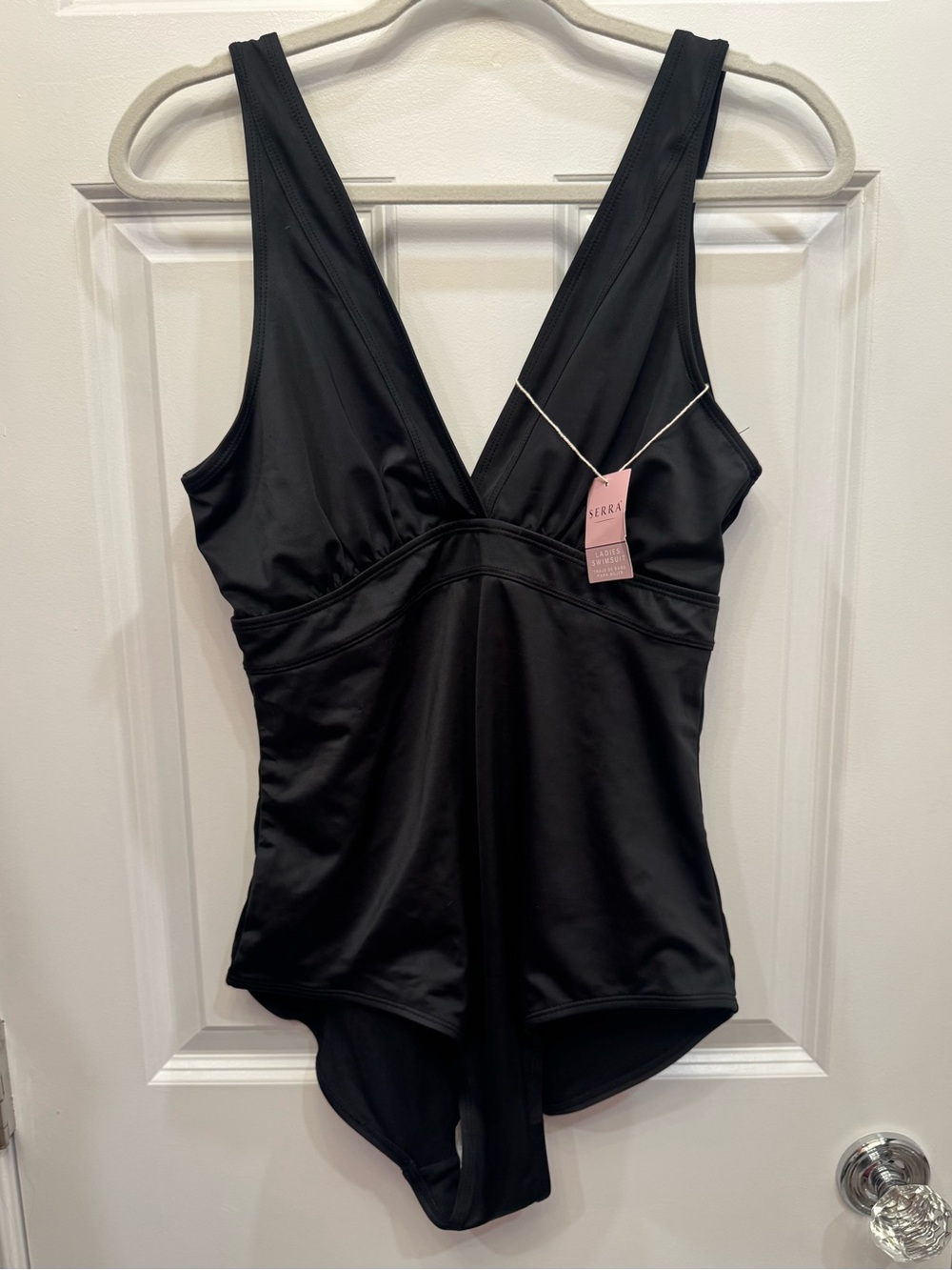 Serra Black V-Neck Supportive One-Piece Swimsuit